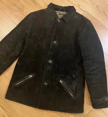 BAA COSTUME MFG 소가죽 BLACK SUEDE CAR COAT
