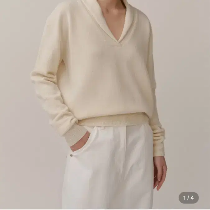 킨더살몬 Shawl Collar Pullover Cream