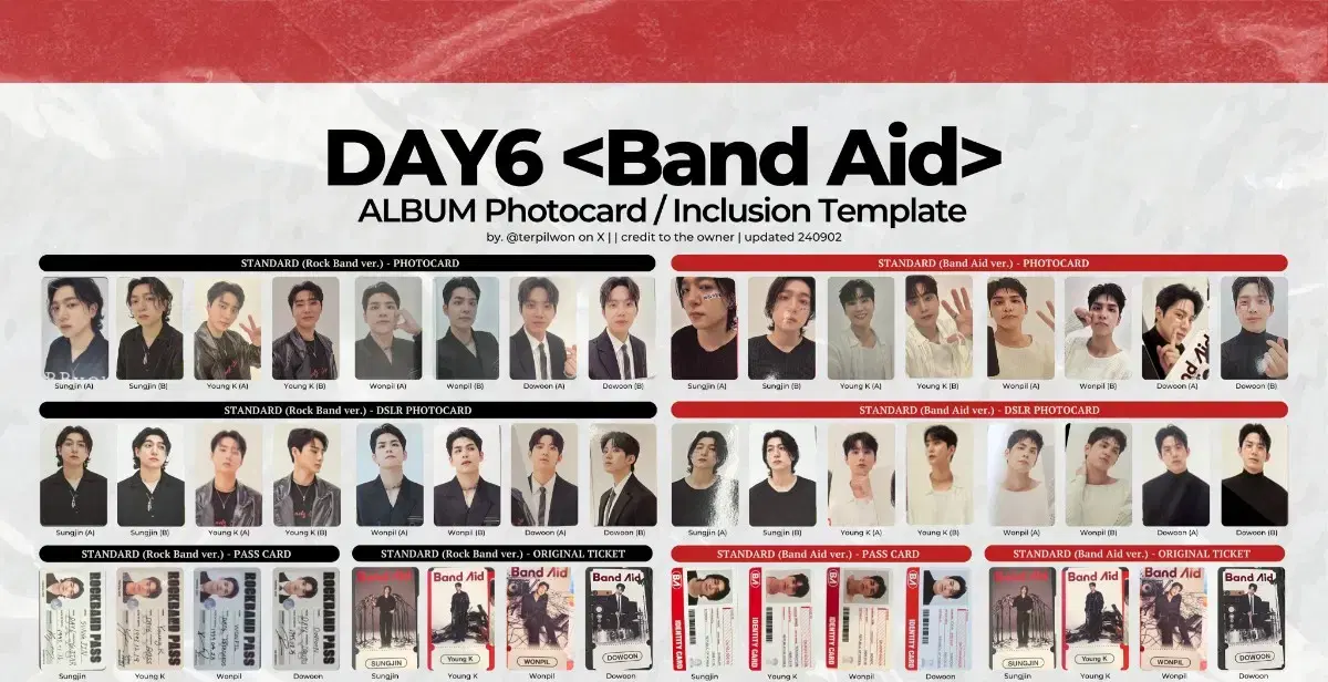 Day 6 Band Aid, Forever Young unsealed album / Components, Photocards Sold