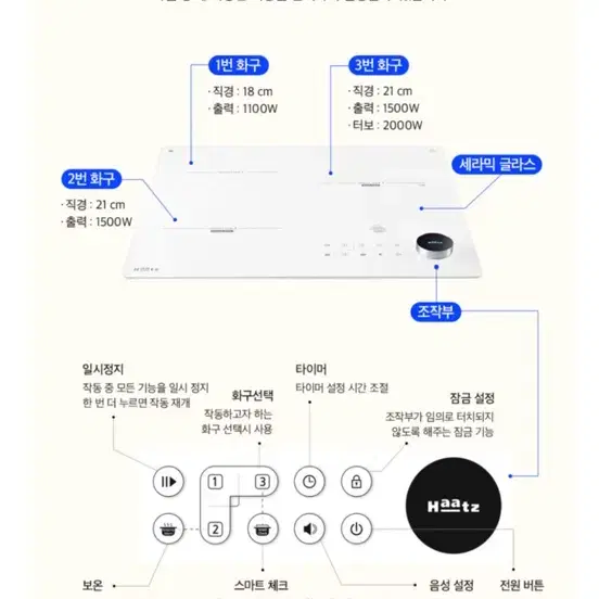 (미사용 새제품) 하츠 3구 인덕션