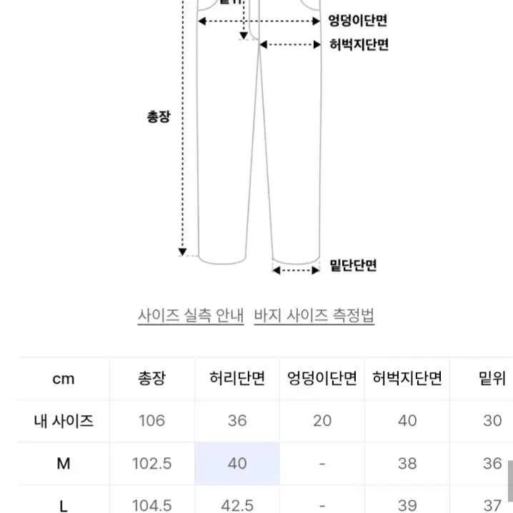 유니폼브릿지 투 턱 데님 L (새상품)