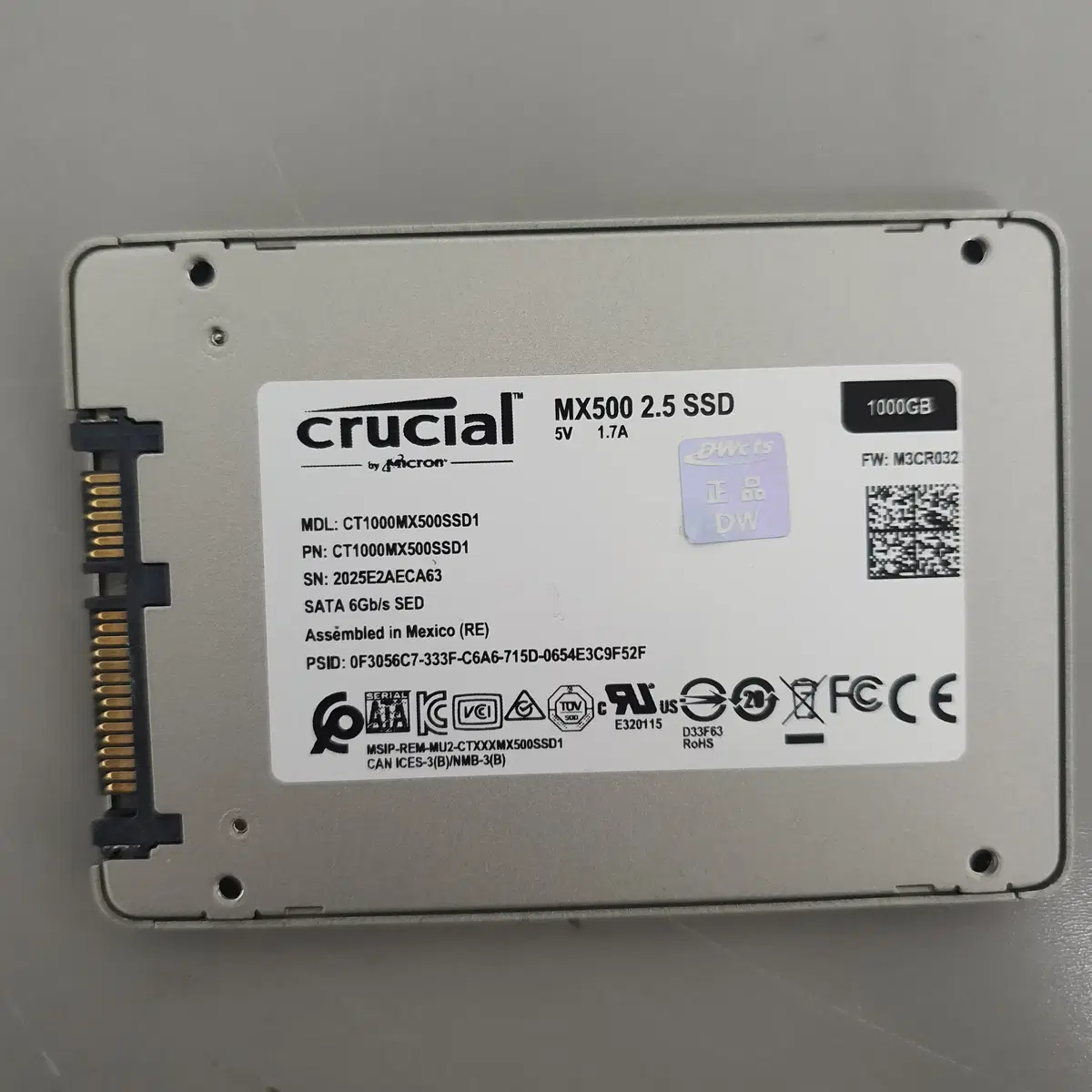 [무료배송] 중고 마이크론 크루셜 1TB SATA SSD 저장장치