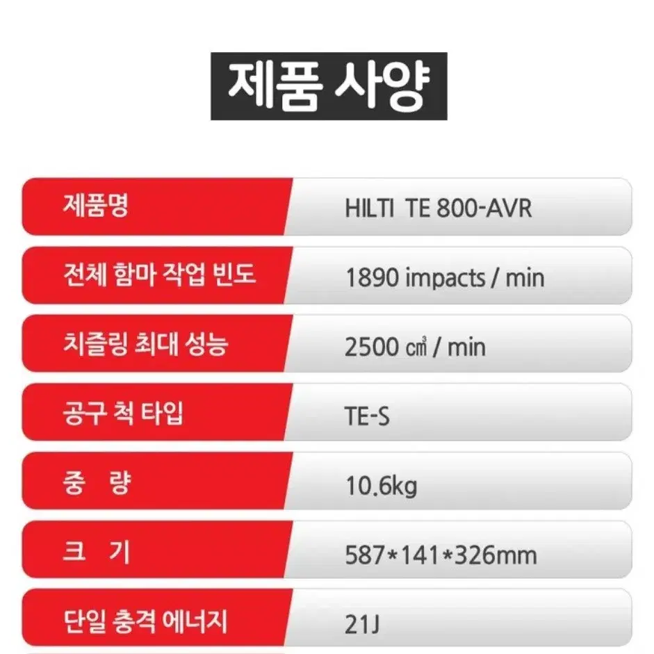 힐티 HILTI 파괴함마 함마드릴 브레이커 TE 800-AVR TE-S