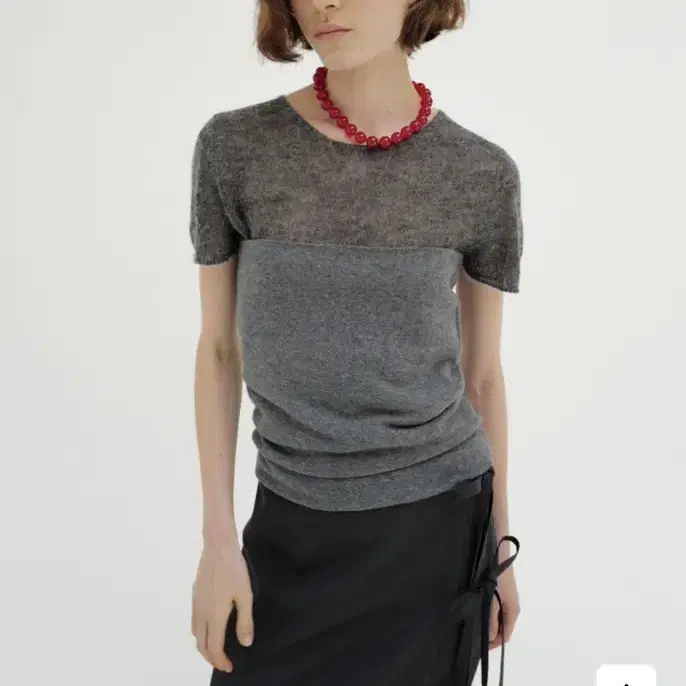 모노하 monoha Mohair short sleeve knit다크그레이