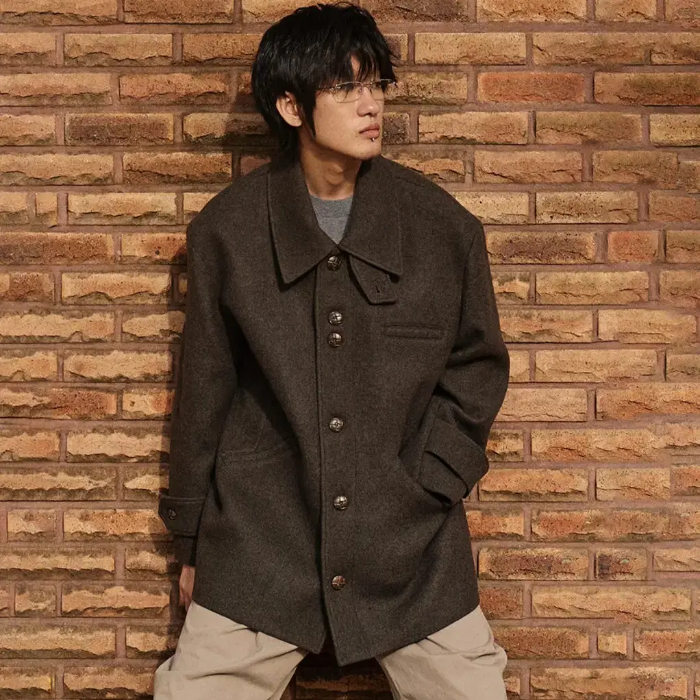 1)노운 noun 24FW single breasted half coat