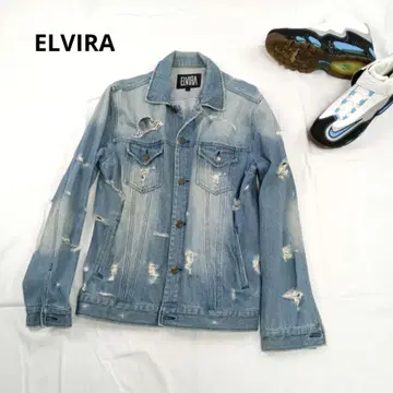 새상품급 엘비라 엘비라 데님 자켓 크러쉬 데님 자켓 L 사이즈 L사이즈