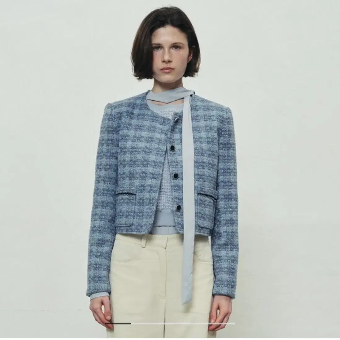 쏘이르 TWEED CROP JACKET