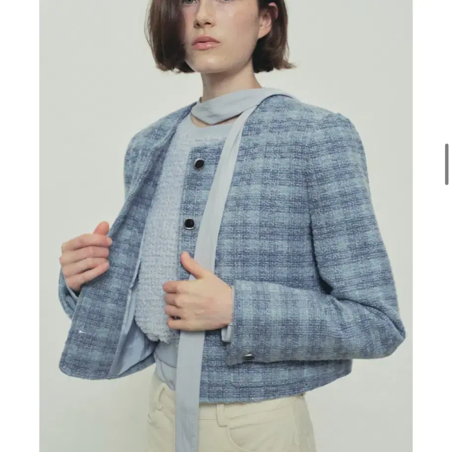 쏘이르 TWEED CROP JACKET