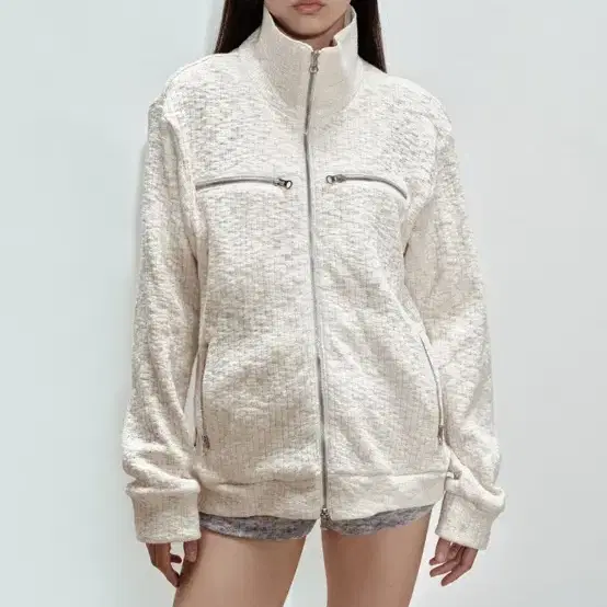 세릭 cerric WAFFLE ZIPPER JACKET / IVORY