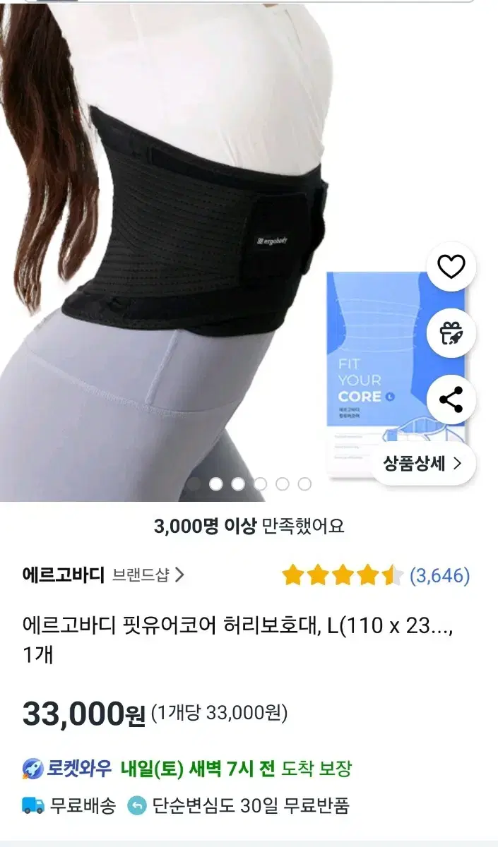 에르고바디 핏유어코어 허리보호대 L