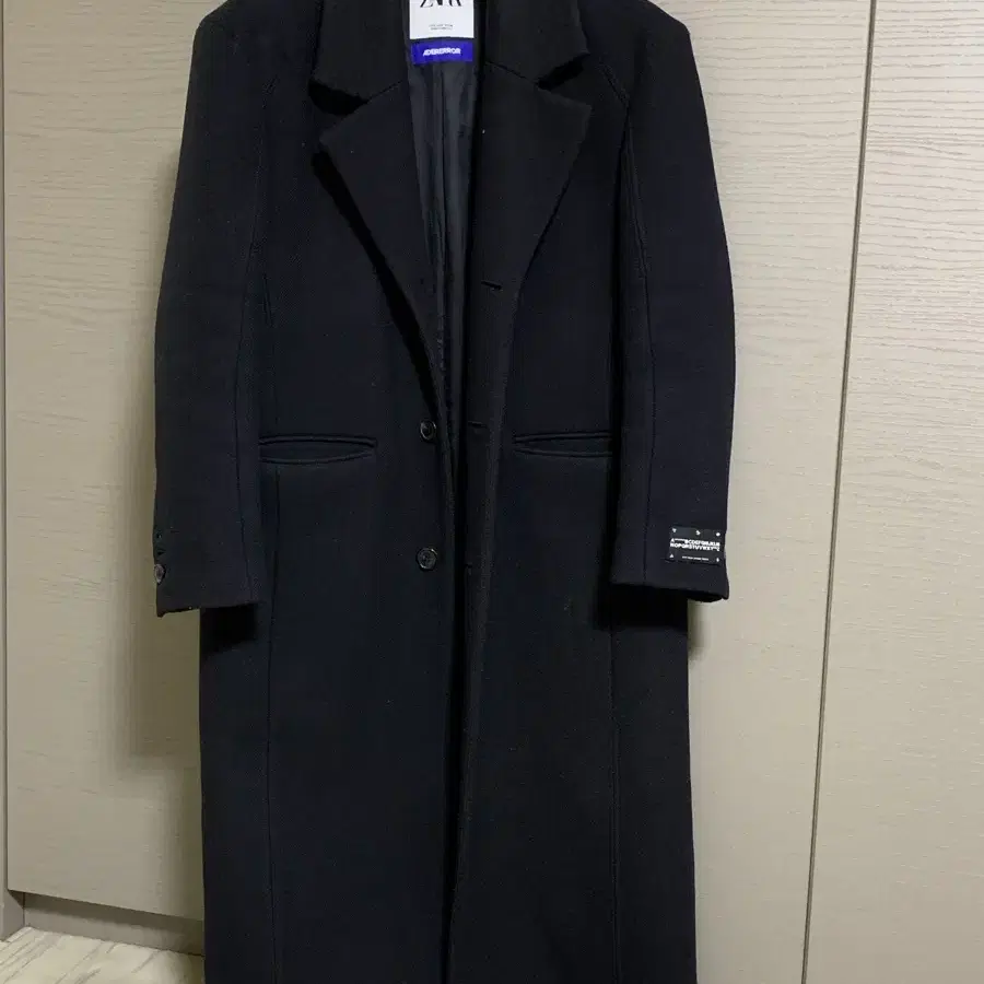 자라 x 아더에러 울 블렌드 오버사이즈 코트 블랙 S