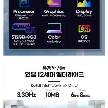 슬림3 15.6인치노트북/인텔 i3 1215U/8GB/512GB/PD충전