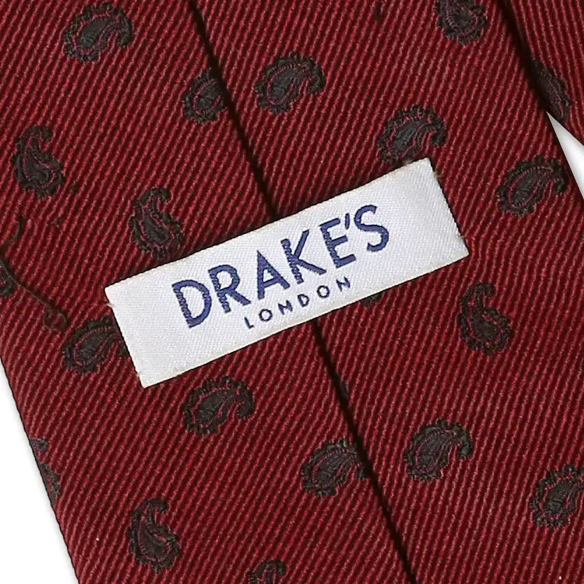 드레익스 [Drake's] 버건디 페이즐리 핸드메이드 타이