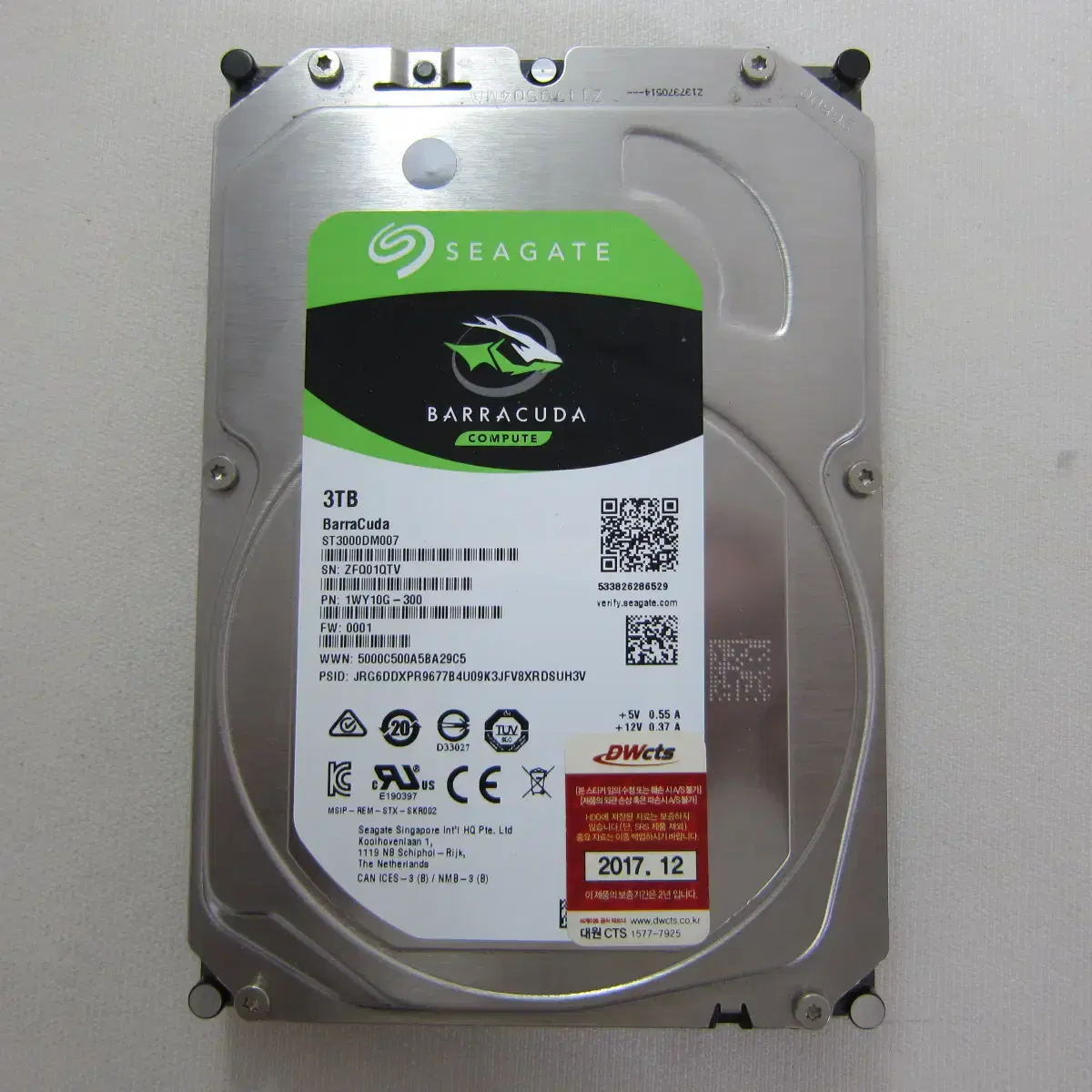 Seagate 하드디스크 BarraCuda 5400/256M 3TB