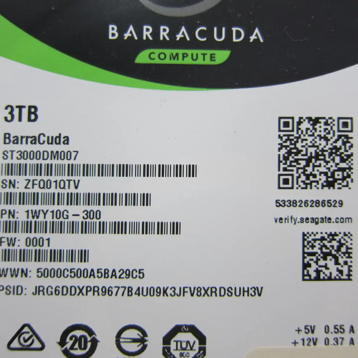 Seagate 하드디스크 BarraCuda 5400/256M 3TB