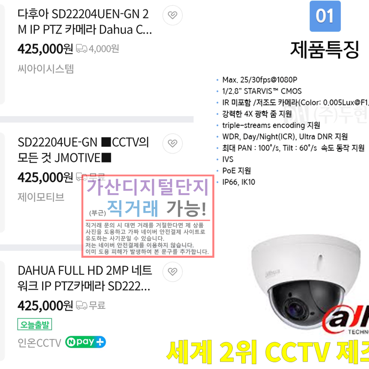 다후아 실외용 전동회전 PTZ 카메라 IP CCTV 스피드돔