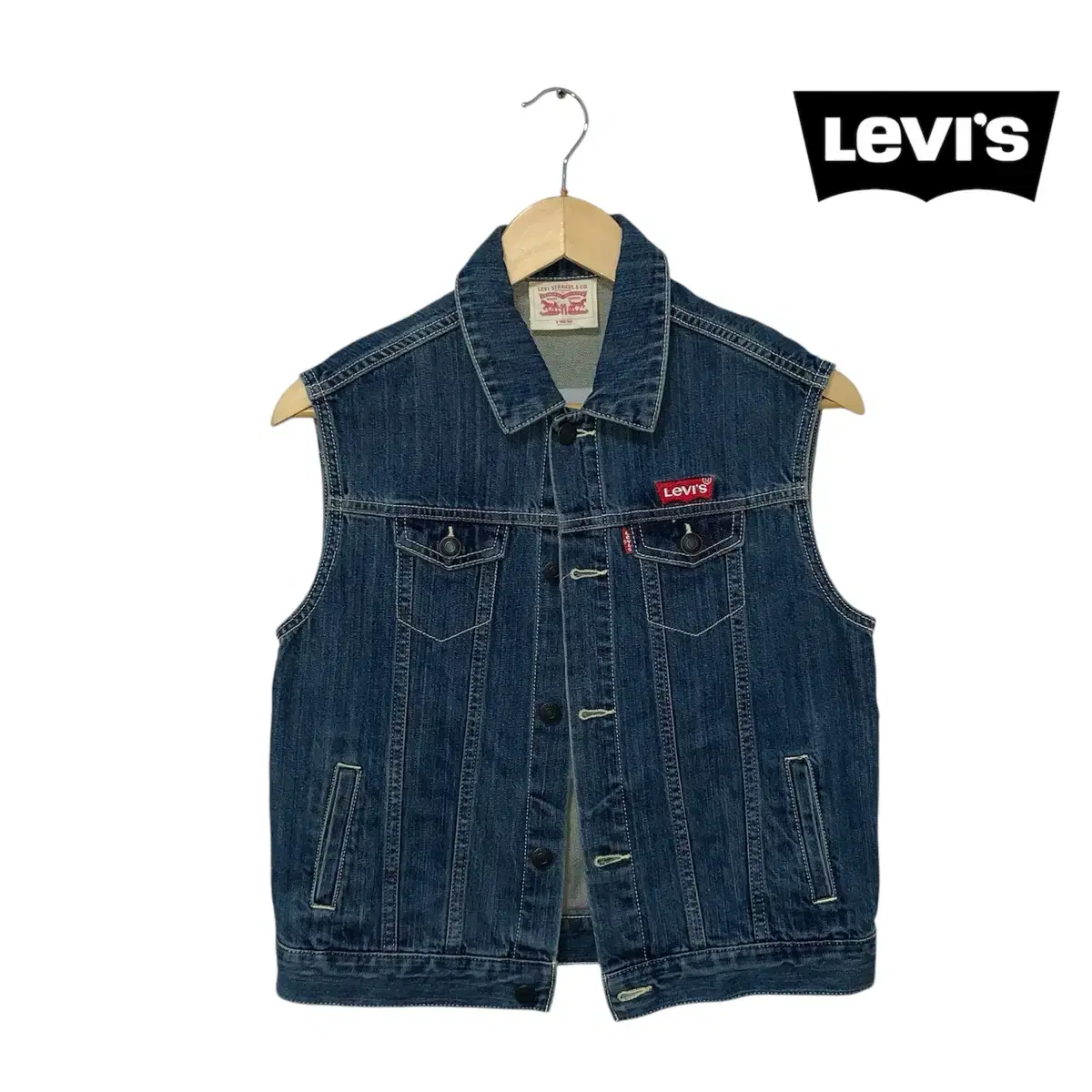 리바이스 Levis 자수 데님 베스트 청조끼 S 정품빈티지 펑크락