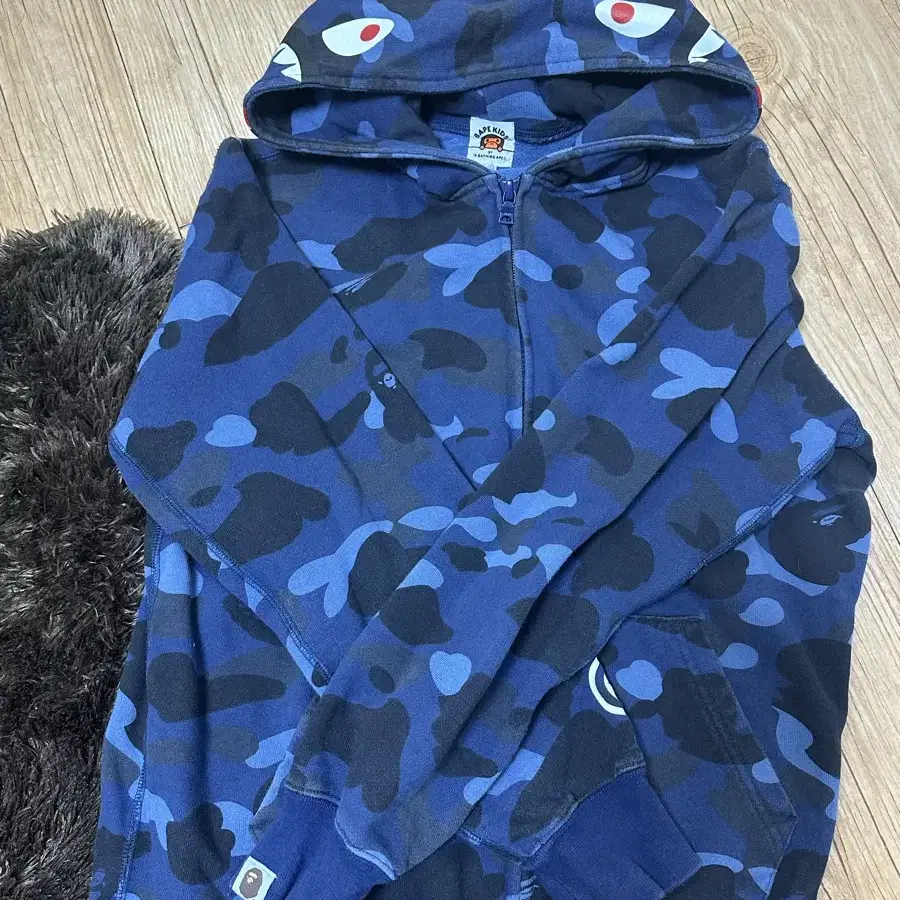 -판매완료- 베이프 bape 샤크후드 블루 키즈 160