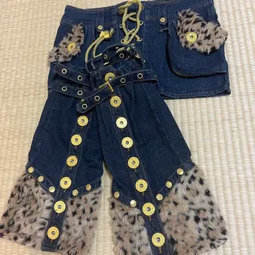 D.I.A 초레어 퍼 데님 스커트 레그 워머 갸루 갸루 갸루