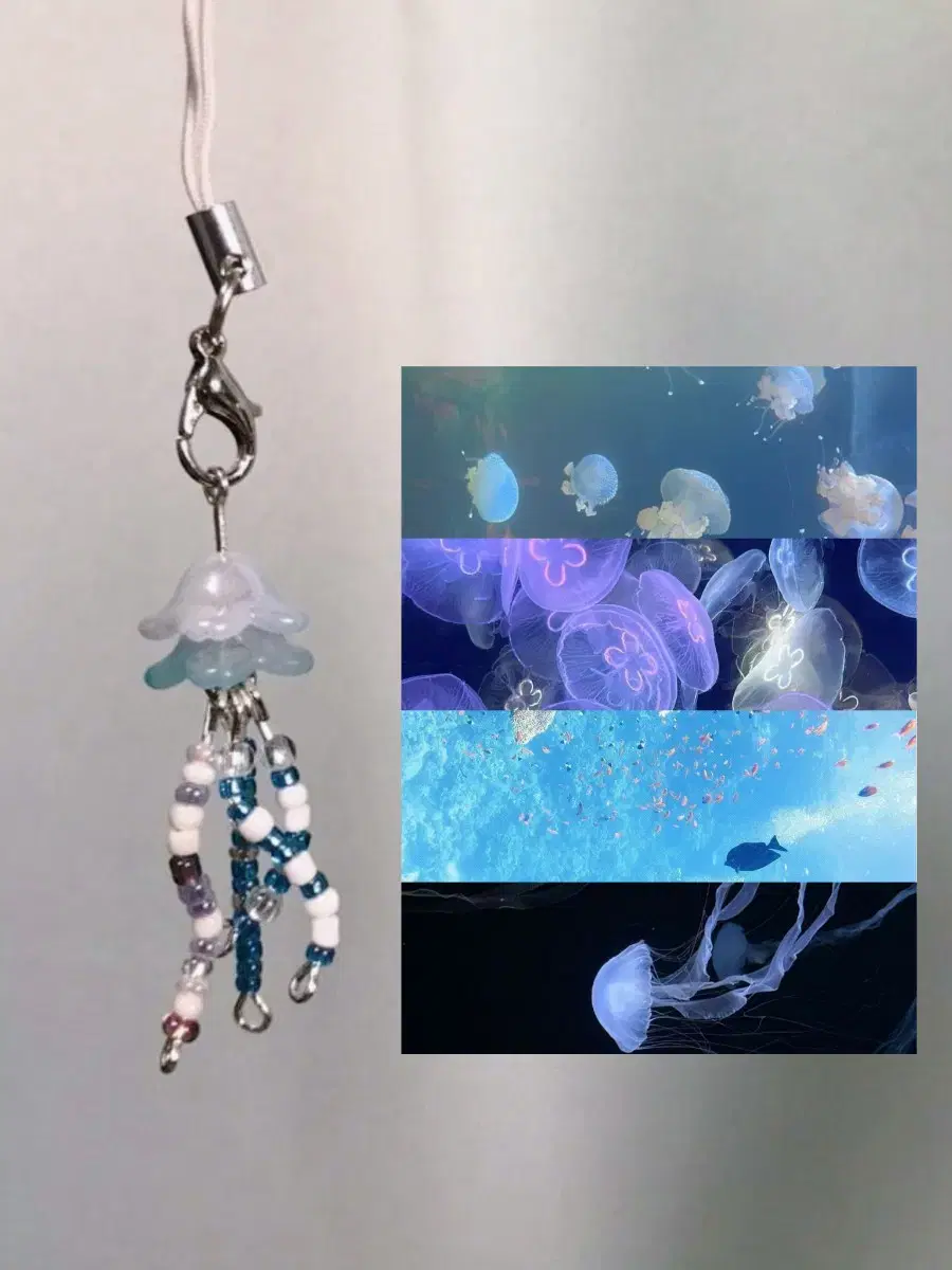 Blue mini jellyfish keyring