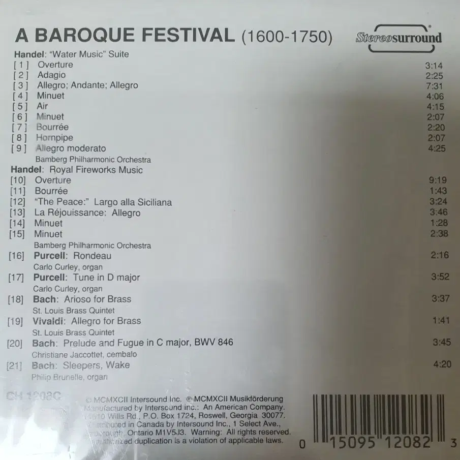 (새상품)바로크 페스티벌 A Baroque Festival CD 클래식