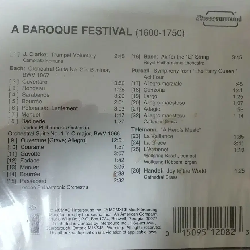 (새상품)바로크 페스티벌 A Baroque Festival CD 클래식