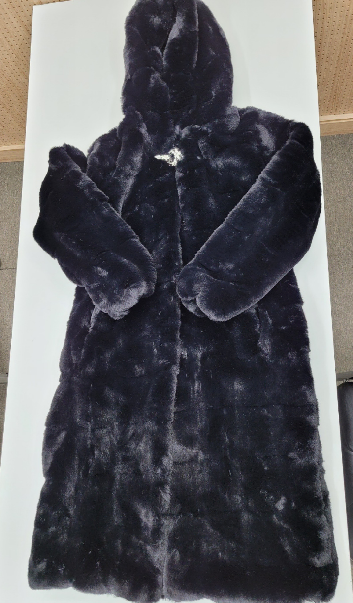 [New Product] Women's Hooded Mink Fur Long Coat (Black, L Size)