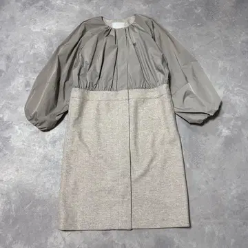 BEATRICE 베아트리스 노카라 롱 코트 이색 소재 도킹