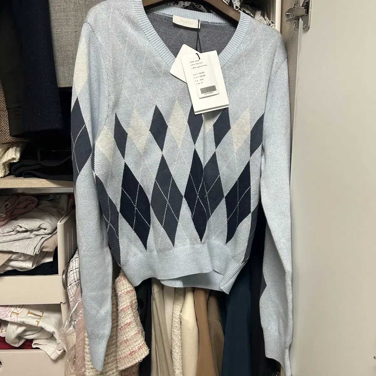 프론트로우 Argyle Knit Pullover 아가일니트풀오버봄가을니트