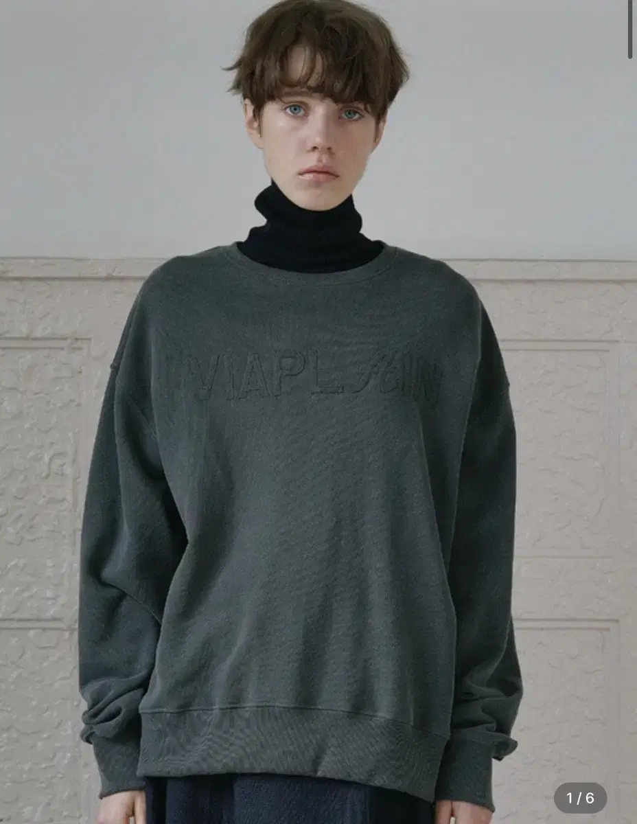 Via Logo boxi sweat shirt (Charcoal)