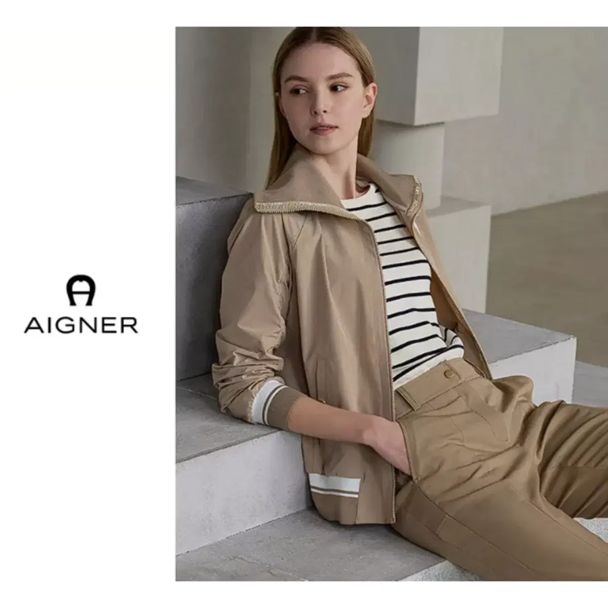 아이그너 AIGNER 24SS 로고 포인트 집업 자켓