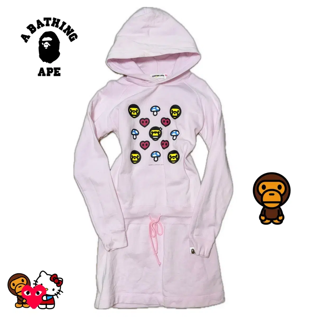 베이프/bape/베이프딸기우유후드원피스 일본빈티지 마일로 브랜드후드티