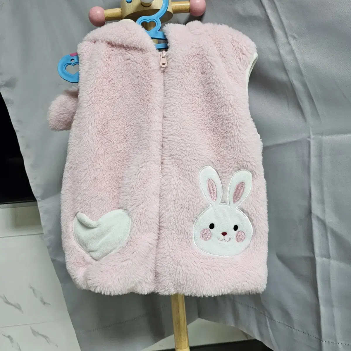 110 사이즈 토끼 퍼조끼
