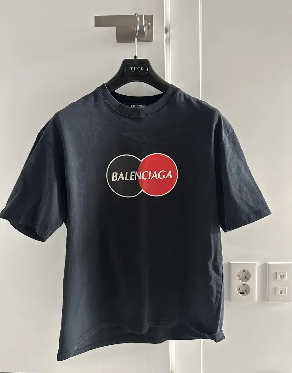 Balenciaga Balenciaga Crêpe kard Logo Print Vahn Short Sleeve