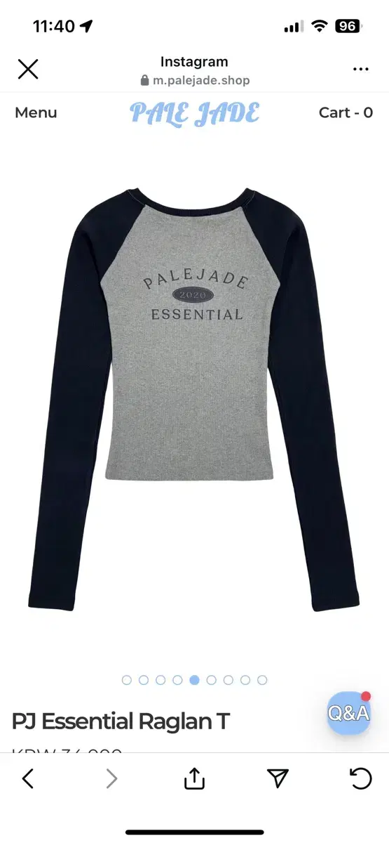 페일제이드 essential raglan t 나그랑 티