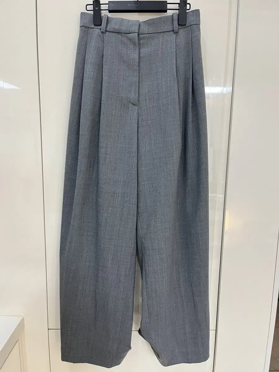 COS WIDE LEG TAILORED WOOL TROUSERS GRAY