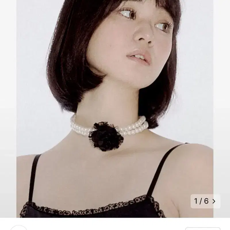 유희 초커) flower pearl chocker black