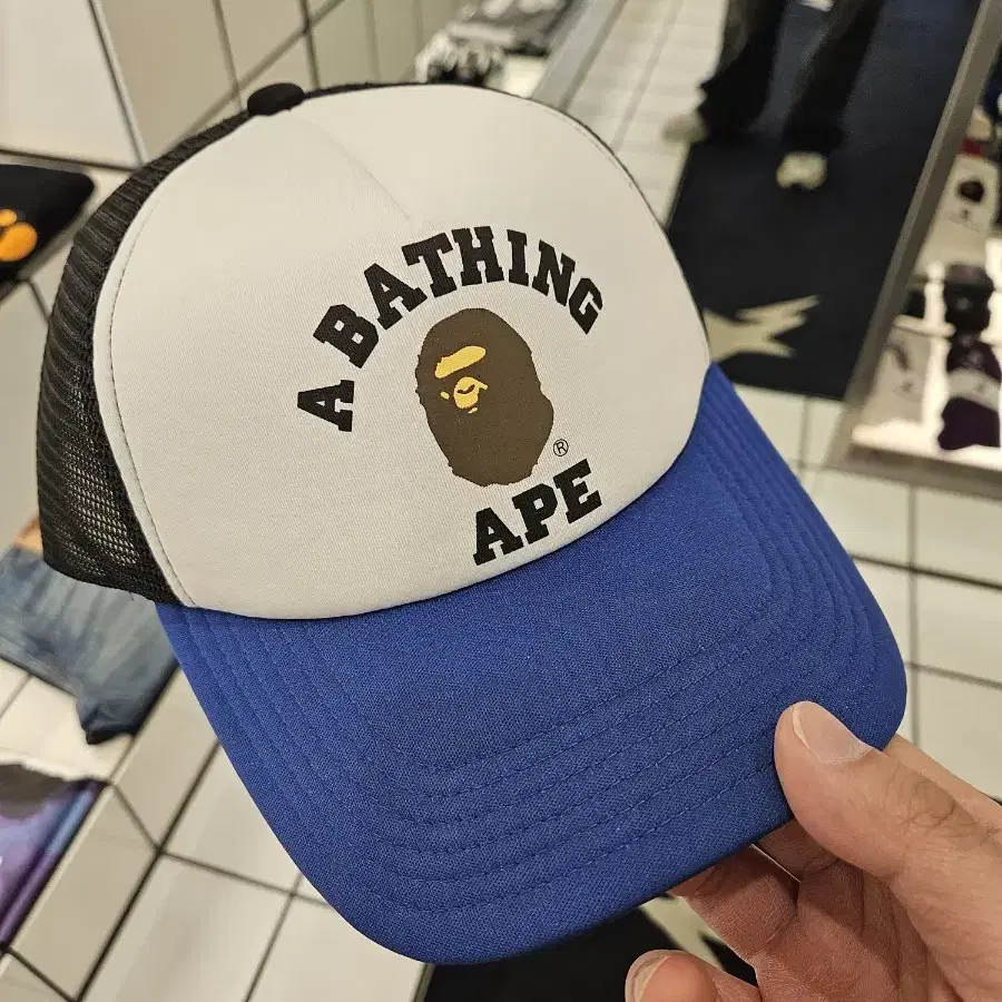 베이프 컬리지 메쉬 캡 블랙 Bape 모자 블루 매쉬캡 캡클립 포함