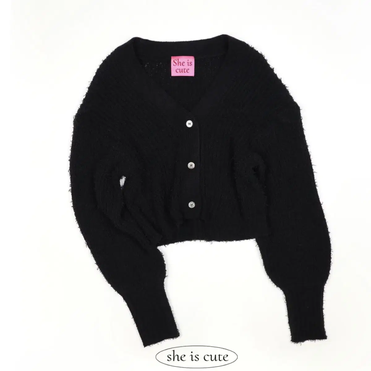 쉬이즈큐트 가디건 Fluffy cardigan Black