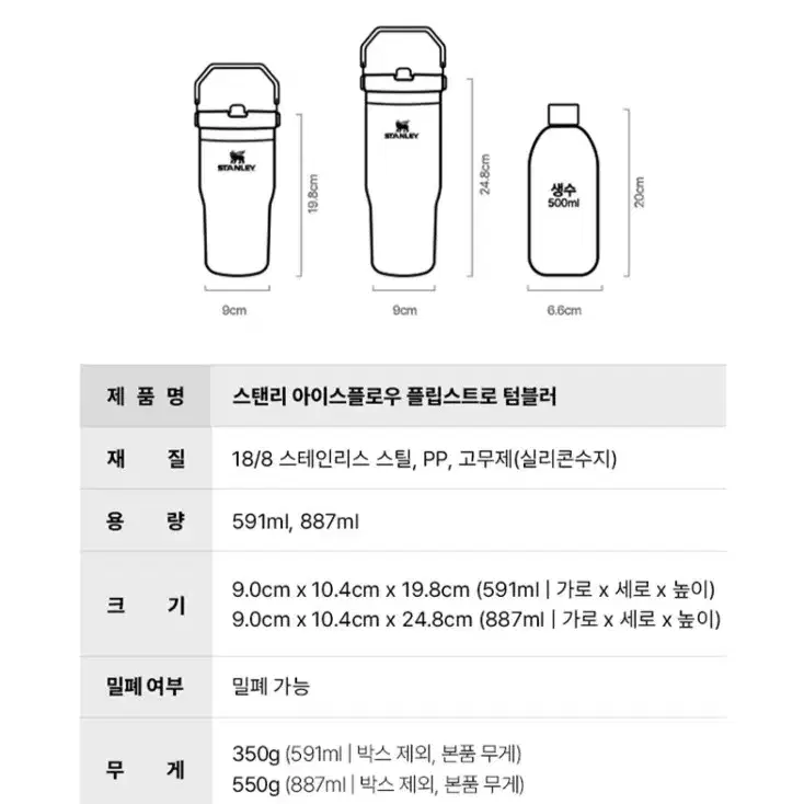 스탠리 아이스플로우 플립 스트로 텀블러, 애쉬, 887ml