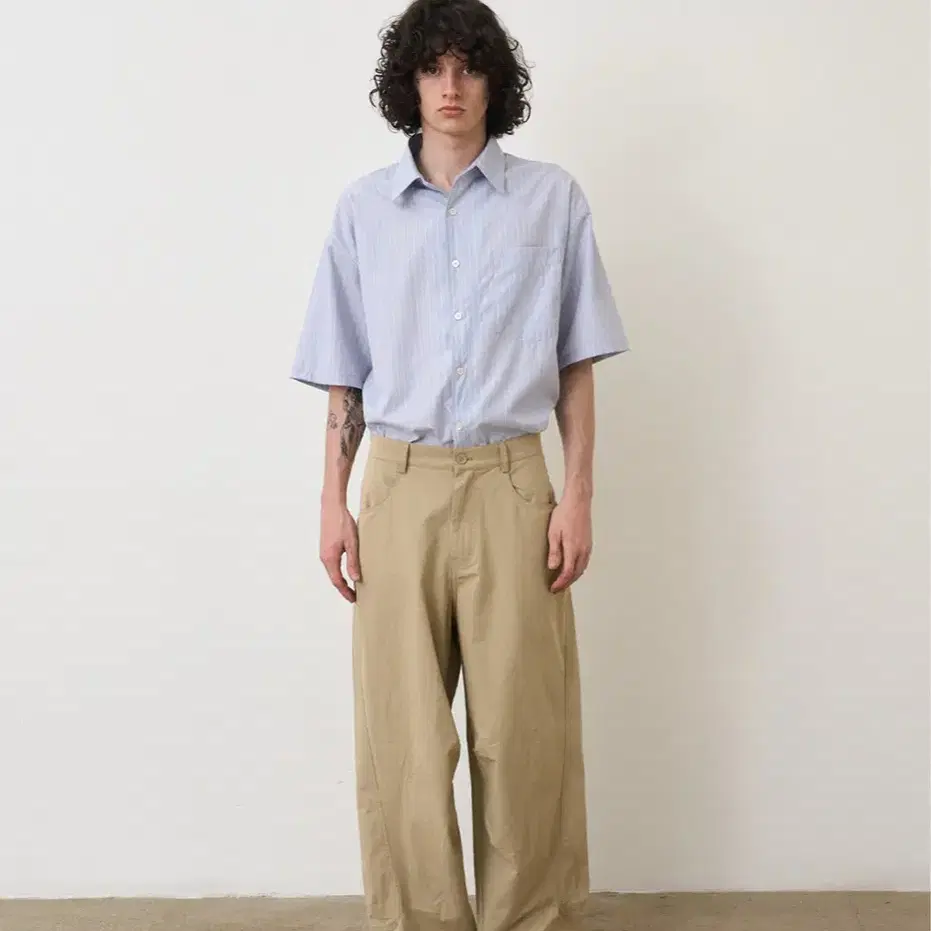 노운 24ss curved cotton pants (beige) 0사이즈