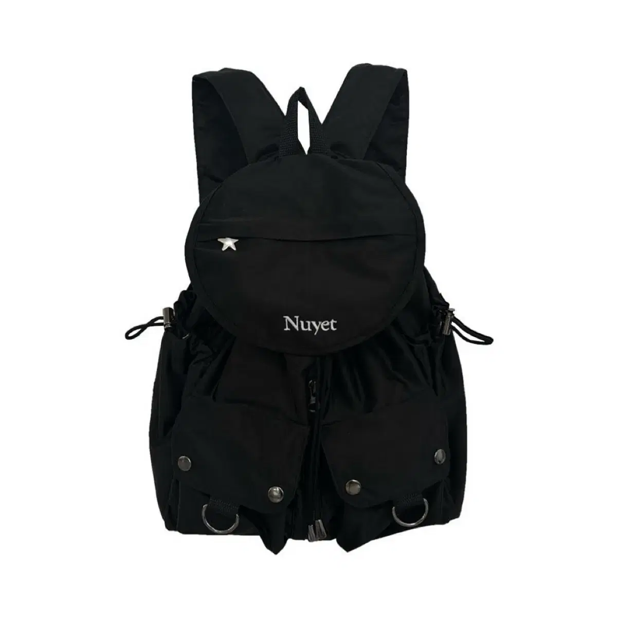 구해요) nuyet black round pocket backpack