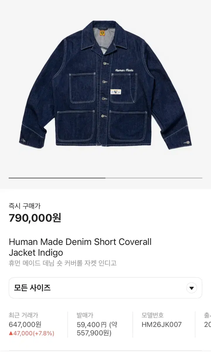 Human Made Denim Short Coverall Jacket Indigo XL