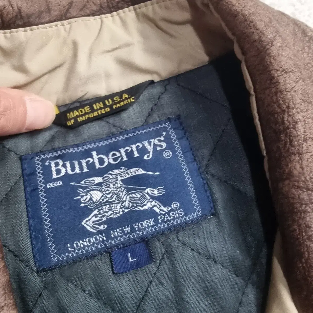 BURBERRY 버버리 아카이브 가죽카라 헌팅자켓 L