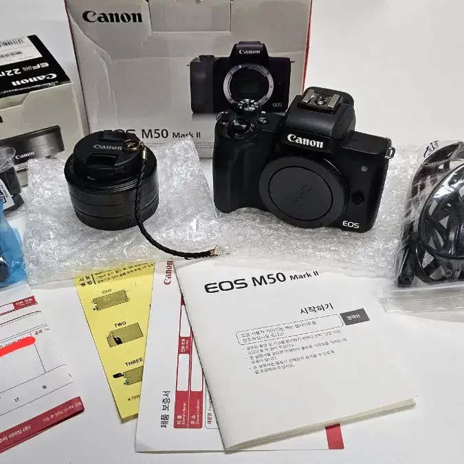 작례O 신품급 풀박스 캐논 eos m50 마크2 + 단렌즈 ef m 22