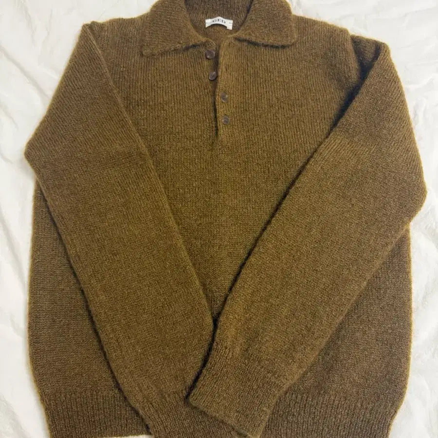 GED니트 , AKI COLLAR KNIT - OLIVE, 게드