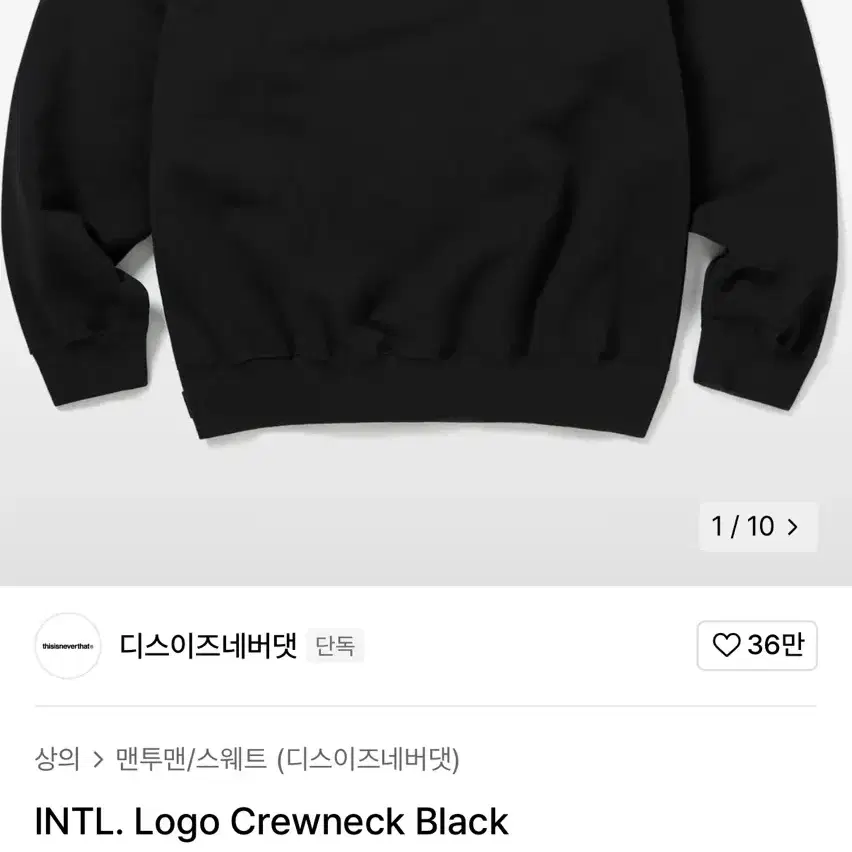 디스이즈네버댓 INTL. Logo Crewneck Black s사이즈