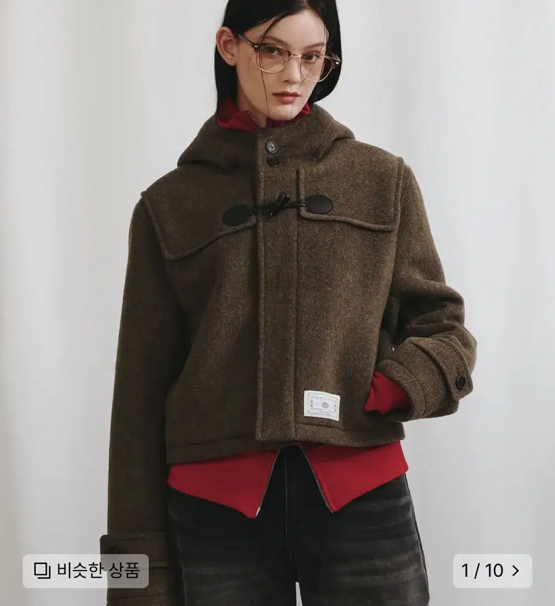 로씨로씨 Crop Hood Wool Duffle Coat [KHAKI]