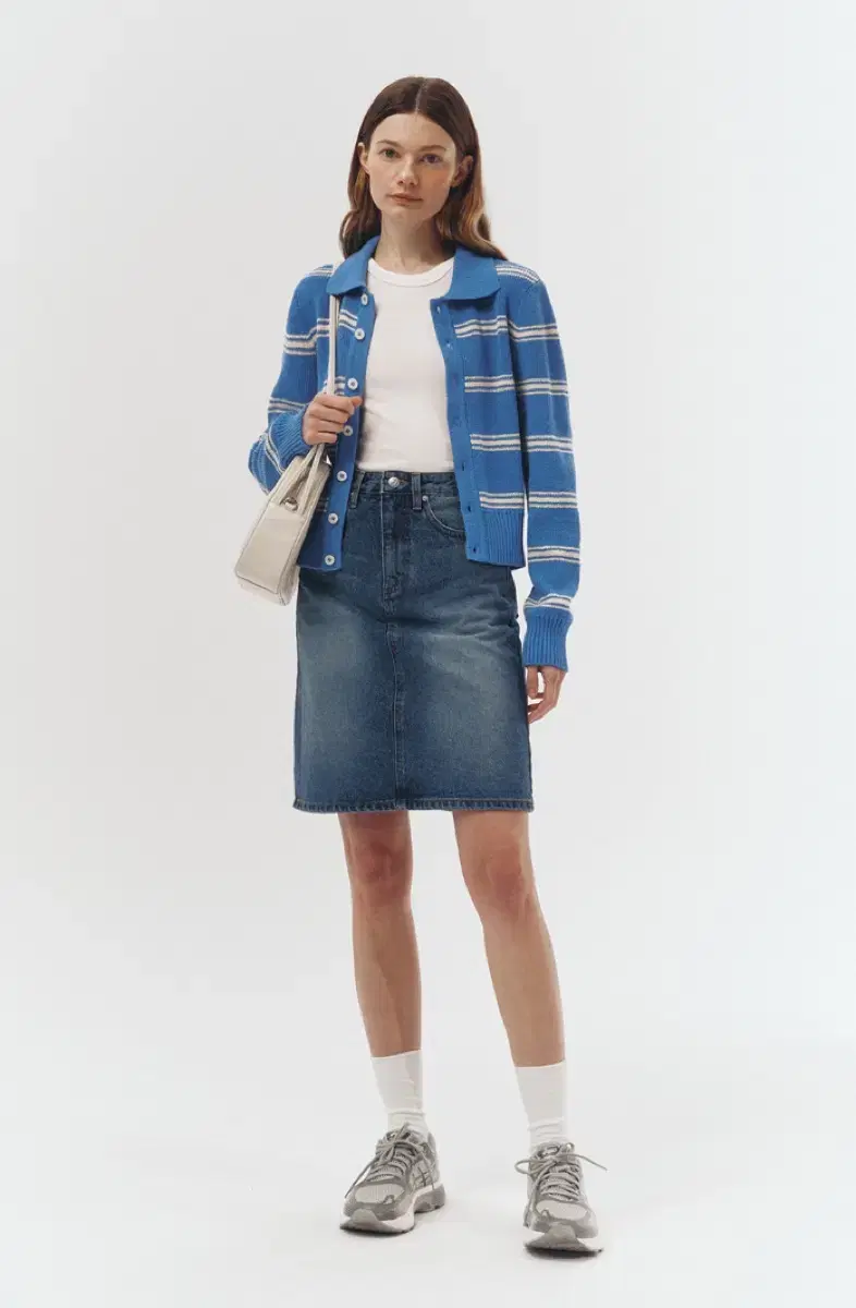 던스트 Dunst open collar knit cardigan blue