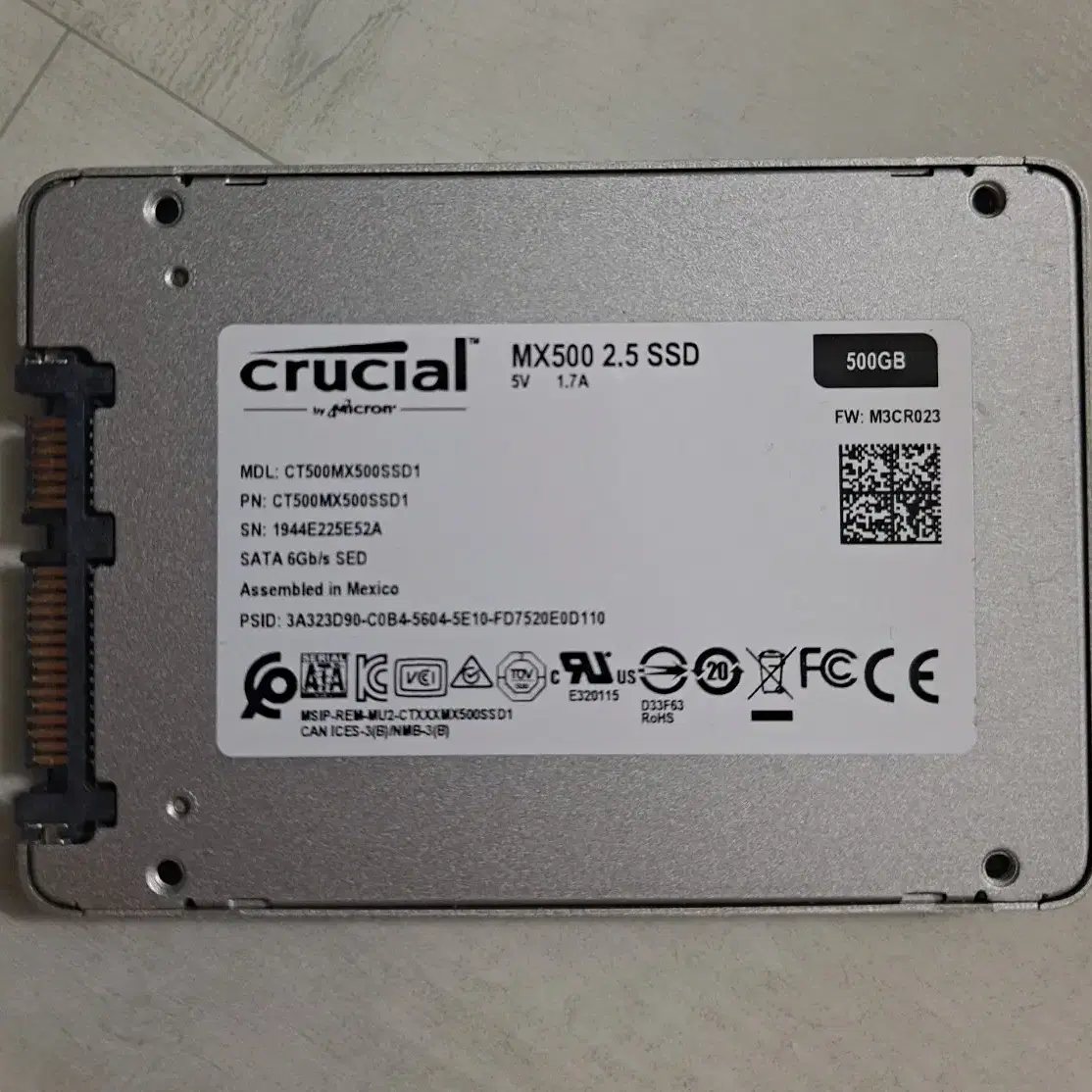 마이크론 크루셜 SSD MX500 500기가 판매합니다.